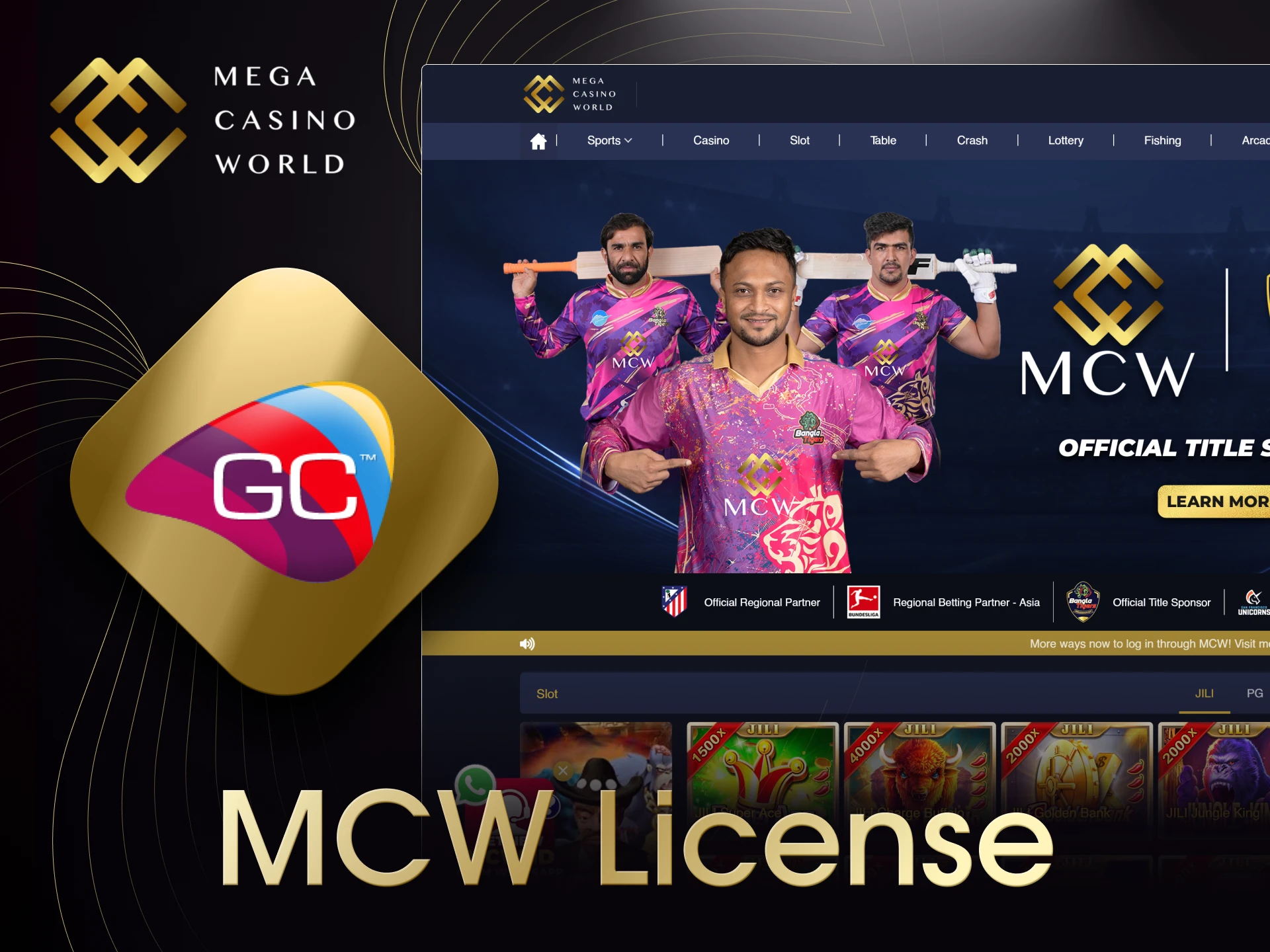 MCW is a licensed and legal online casino.