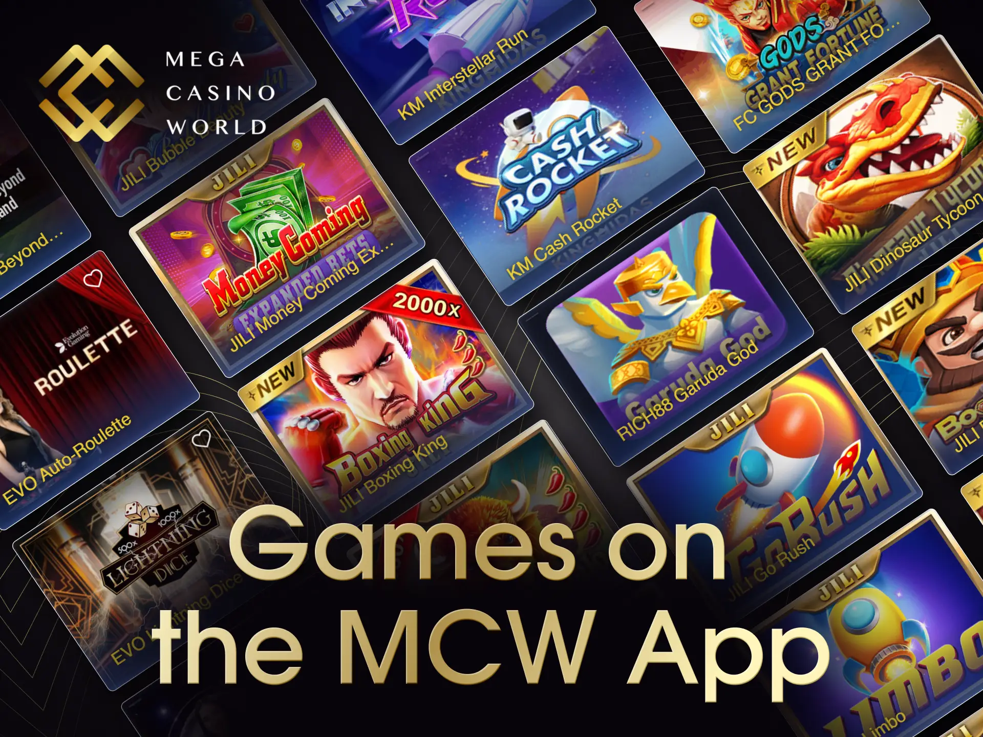 The MCW app has an extensive collection of casino games.