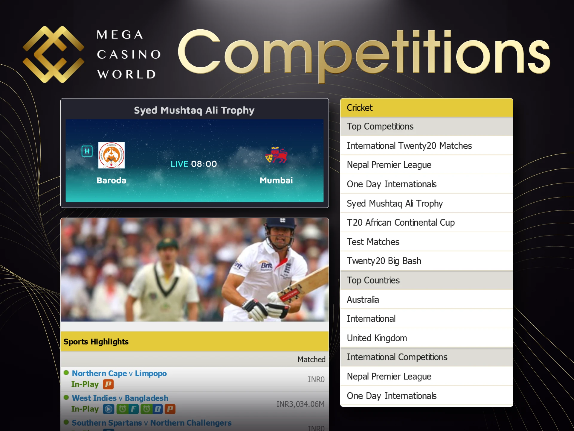 The MCW offers a variety of cricket competitions and leagues for betting.