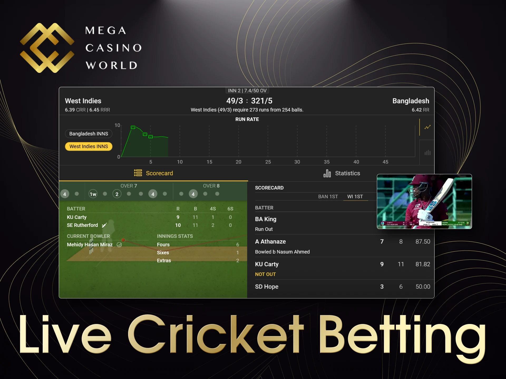 Place live bets on cricket matches in real-time at MCW.