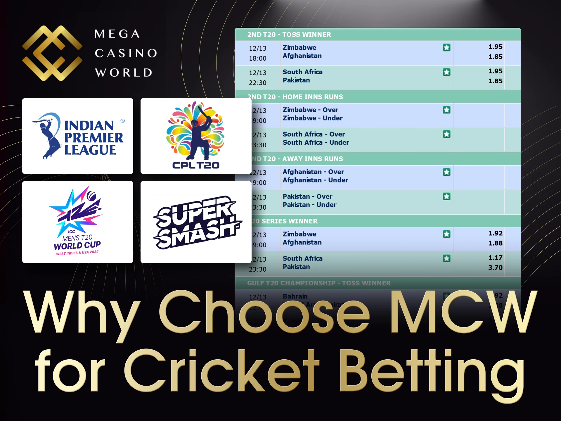 Experience the benefits of cricket betting in India with MCW.