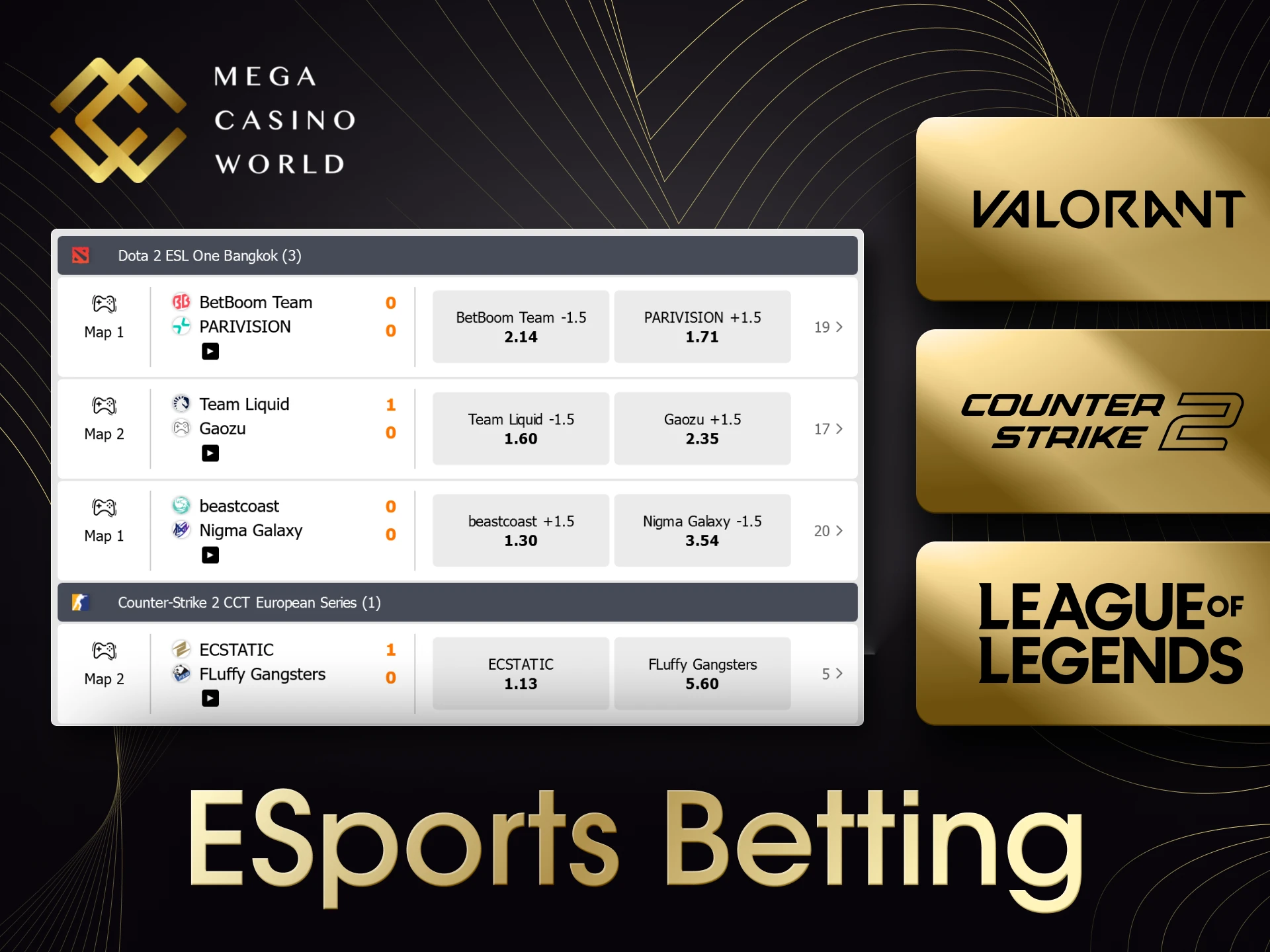 Cybersport enthusiasts can bet on their favorite esports teams via MCW.