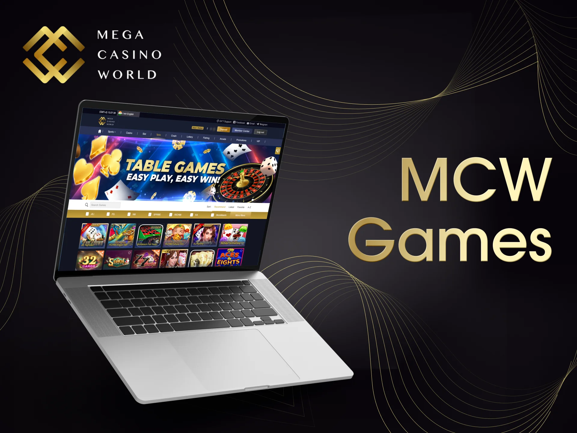 A wide selection of games is available for gamblers at Mega Casino World.