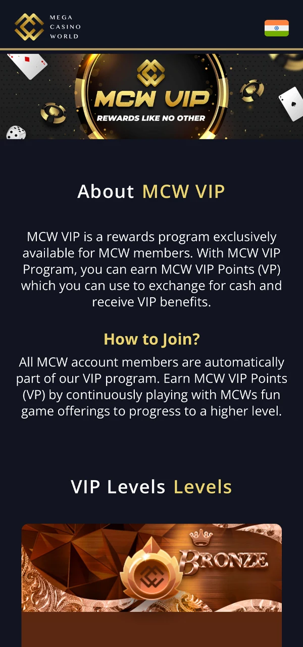 Become a VIP at Mega Casino World.